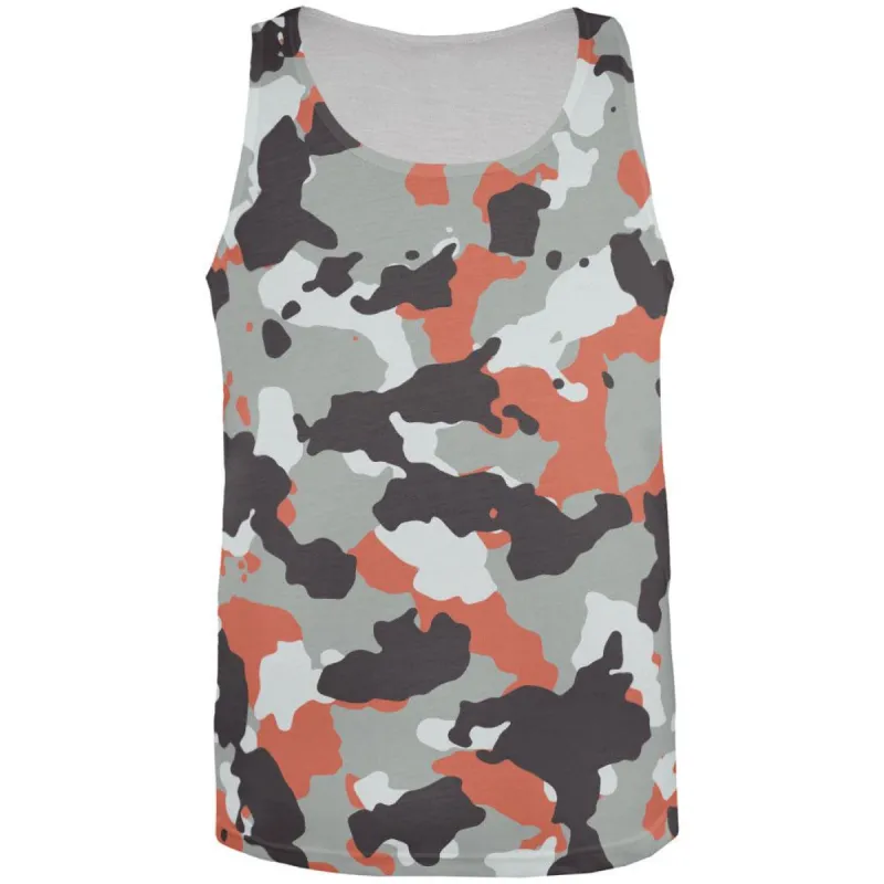 Grey and Orange Camo All Over Adult Tank Top sold by Old Glory
