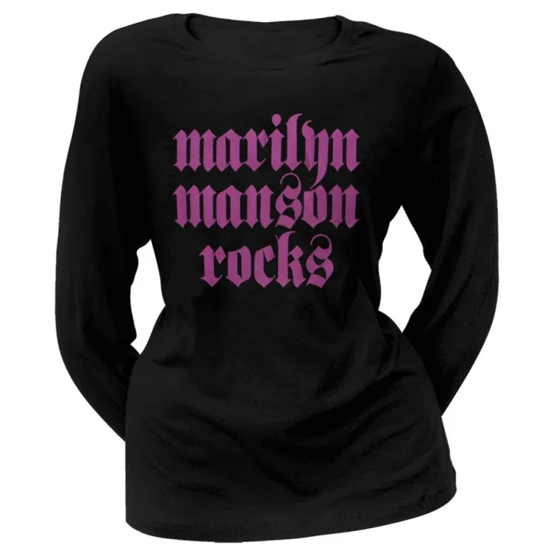 Marilyn Manson - Manson Rocks Juniors Long Sleeve T-Shirt sold by Old Glory