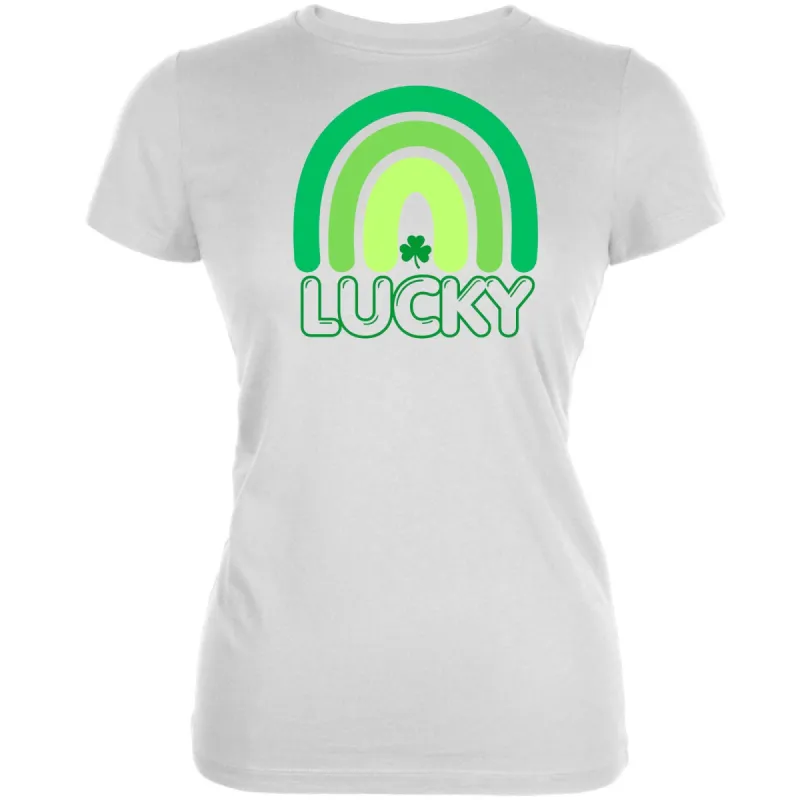 St Patricks Day Lucky Shamrock Rainbow Juniors Soft T Shirt sold by Old Glory