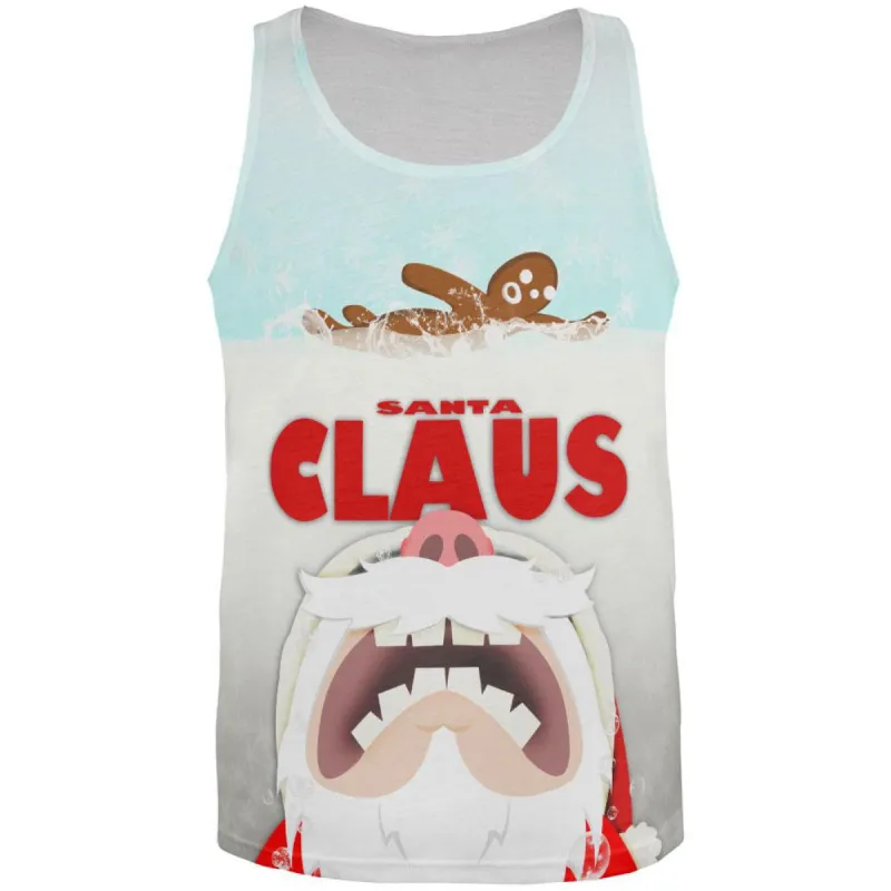 Christmas Santa Jaws Claus Horror All Over Adult Tank Top sold by Old Glory