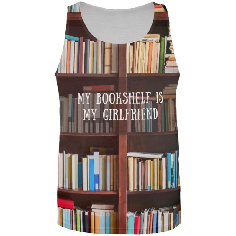 Book Shelf Girlfriend All Over Adult Tank Top sold by Old Glory