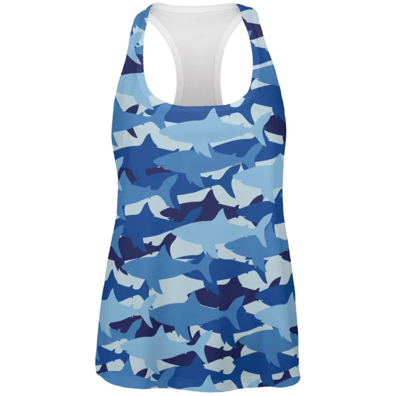 Great White Shark Camo All Over Womens Work Out Tank Top sold by Old Glory