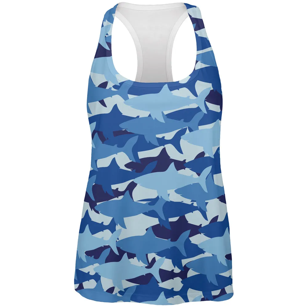 Great White Shark Camo All Over Womens Work Out Tank Top sold by Old Glory