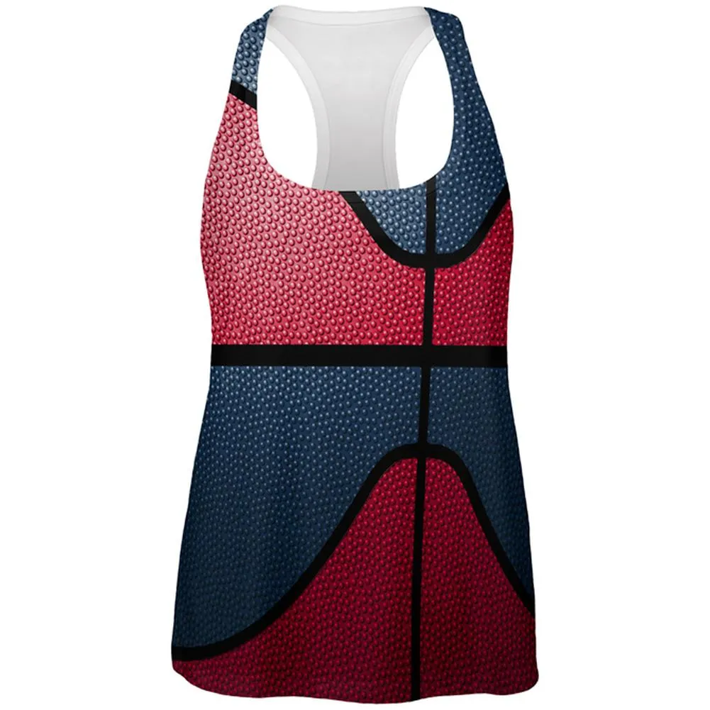 Championship Basketball Red & Navy Blue All Over Womens Work Out Tank Top sold by Old Glory