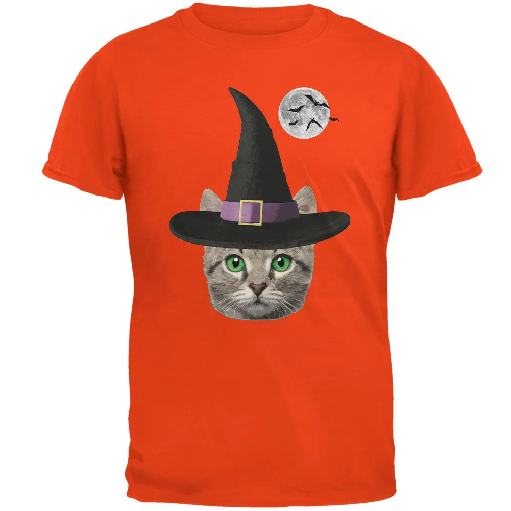 Halloween Funny Cat Witch Orange Adult T-Shirt sold by Old Glory