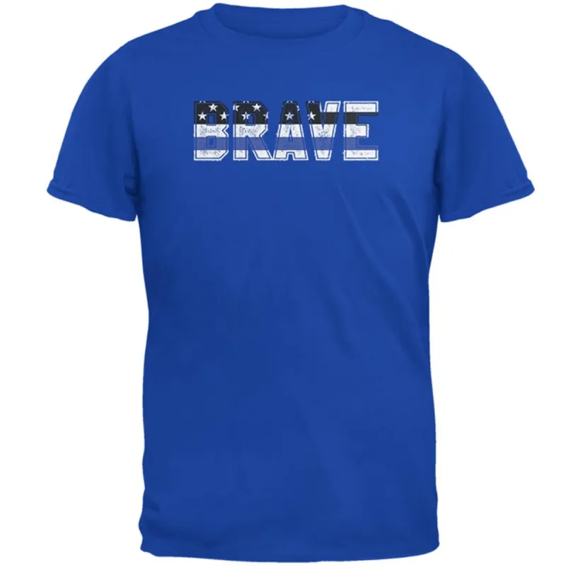 Brave Police Thin Blue Line Flag Mens Soft T Shirt sold by Old Glory