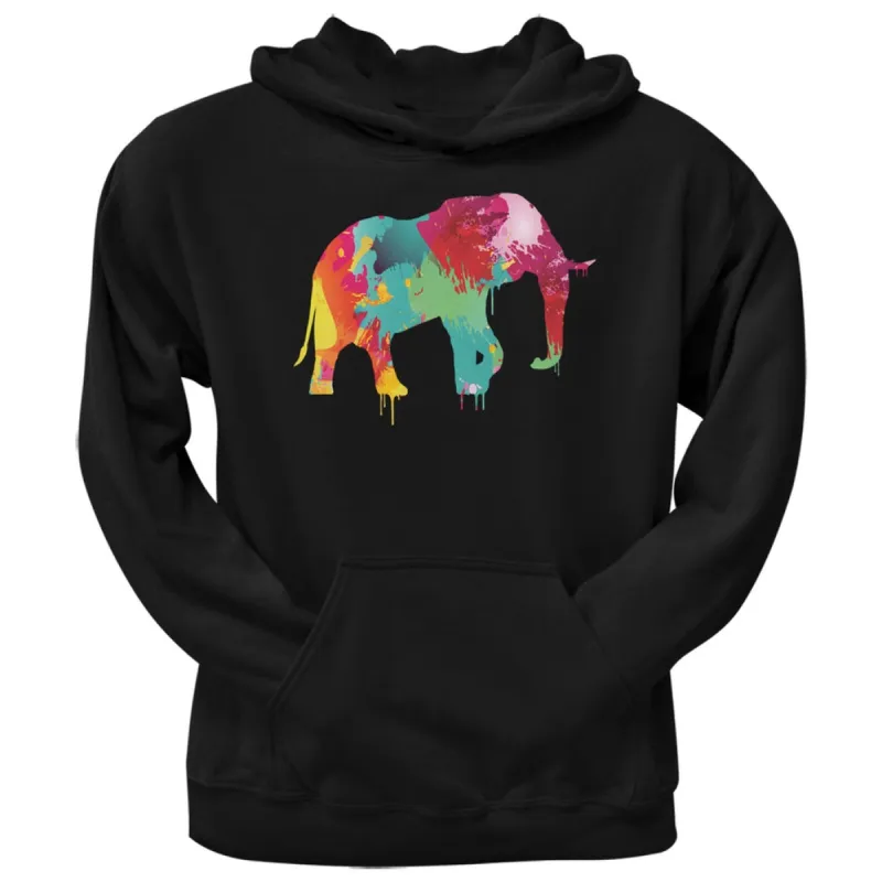 Splatter Elephant Black Adult Hoodie sold by Old Glory