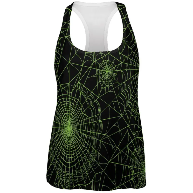 Halloween Spider Webs All Over Womens Racerback Tank Top sold by Old Glory