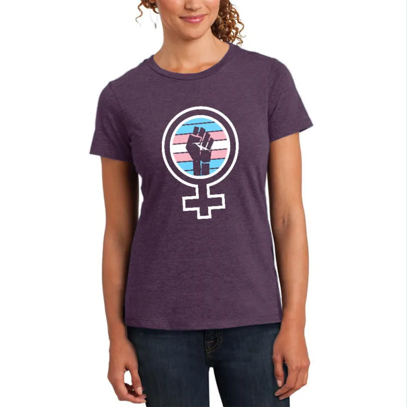 Feminist Raised First 70's Retro Trans Flag Womens Soft Blend T Shirt sold by Old Glory
