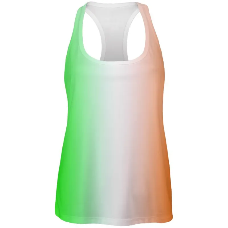 St Patricks Faded Irish Flag All Over Womens Racerback Tank Top sold by Old Glory