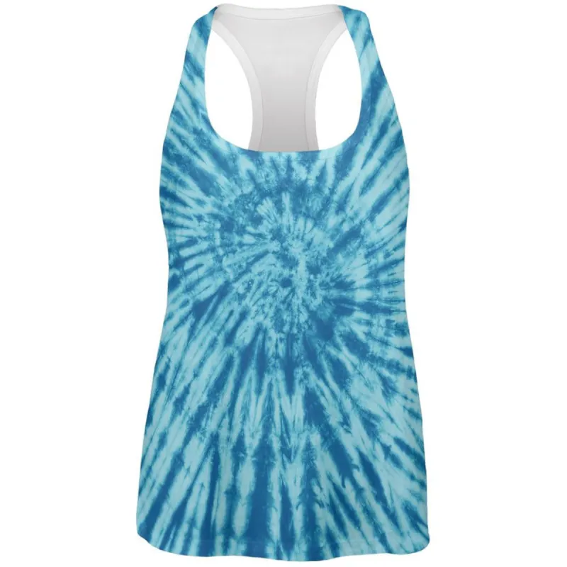 Blue Tie Dye All Over Womens Work Out Tank Top sold by Old Glory