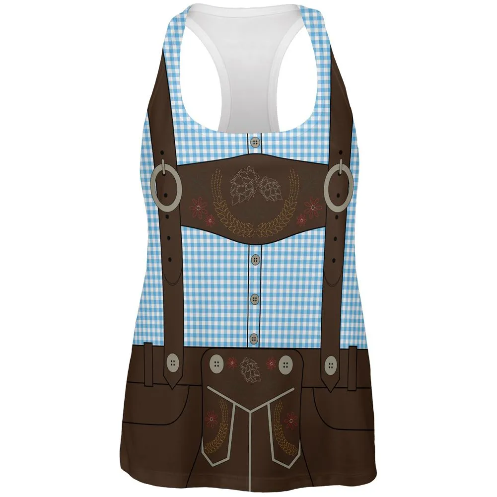 Oktoberfest Blue Lederhosen Costume German All Over Womens Work Out Tank Top sold by Old Glory