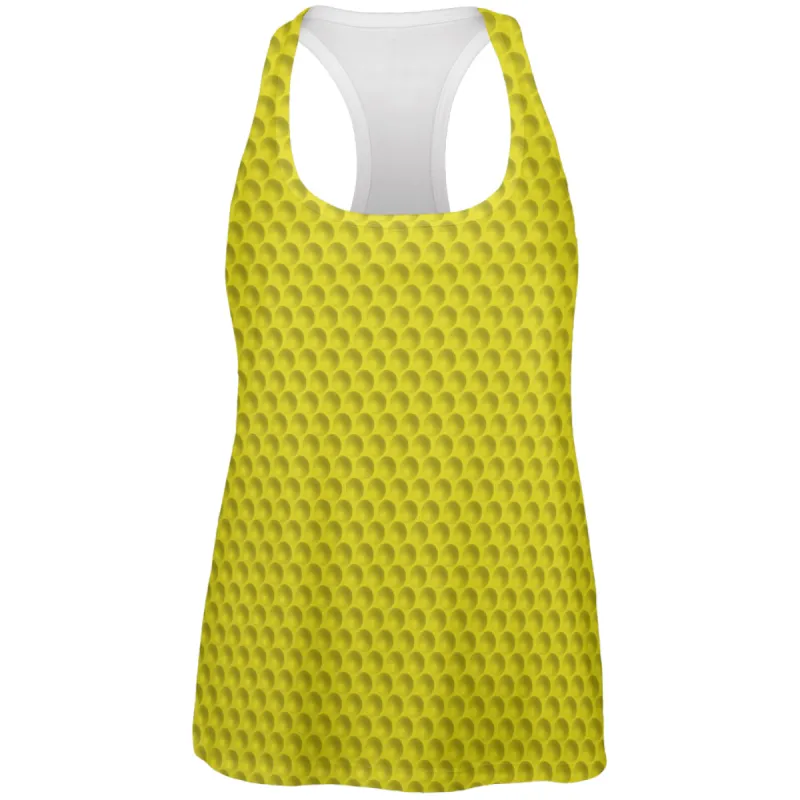 Golf Ball Costume Yellow All Over Womens Racerback Tank Top sold by Old Glory