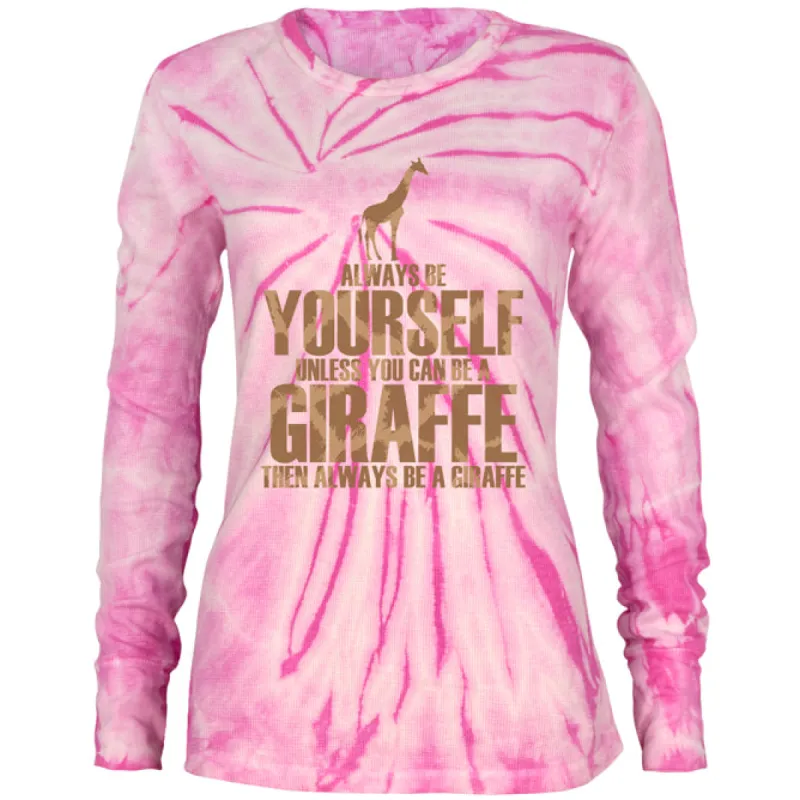 Always Be Yourself Giraffe Juniors Long Sleeve Thermal Shirt sold by Old Glory