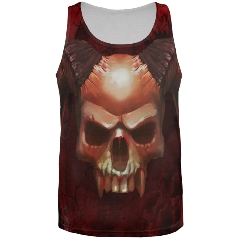Halloween Horned Demon Skull From Hell All Over Mens Tank Top sold by Old Glory
