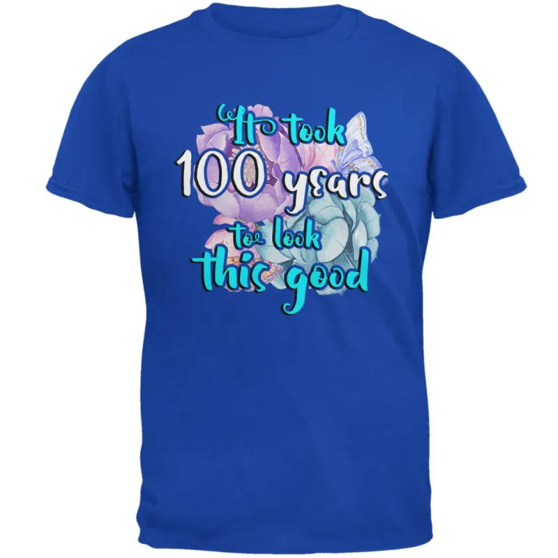 Milestone Birthday 100 Years To Look This Good Flowers Mens Soft T Shirt sold by Old Glory