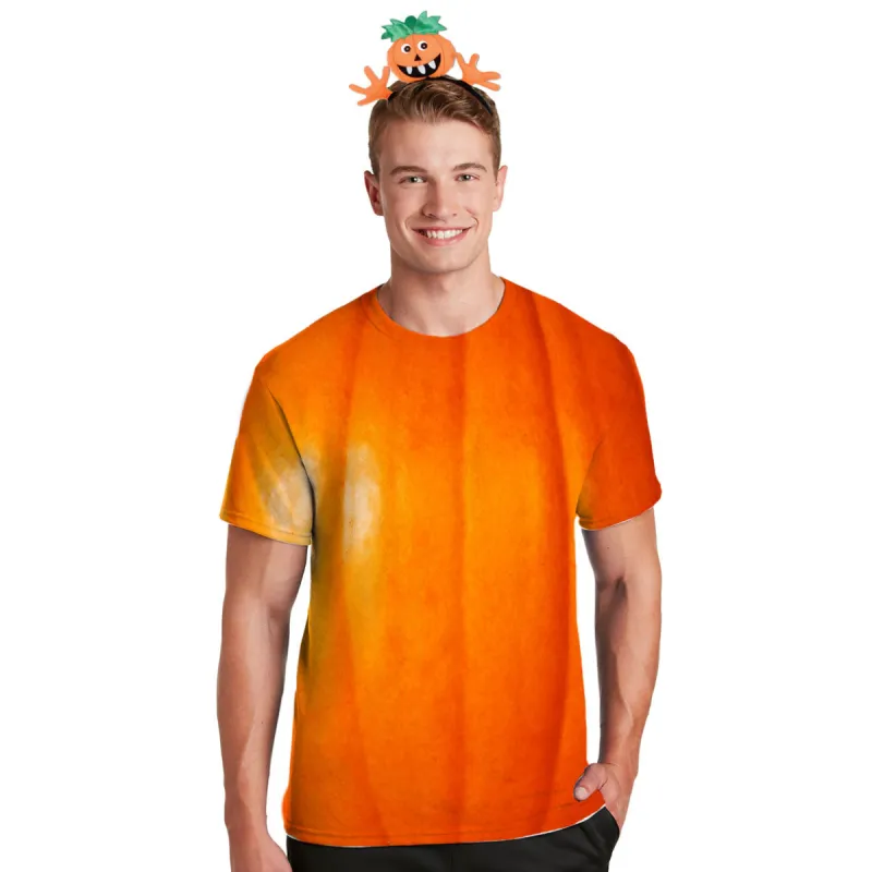 Halloween Costume Pumpkin All Over Mens Costume T Shirt with Jack-O-Lantern Headband sold by Old Glory
