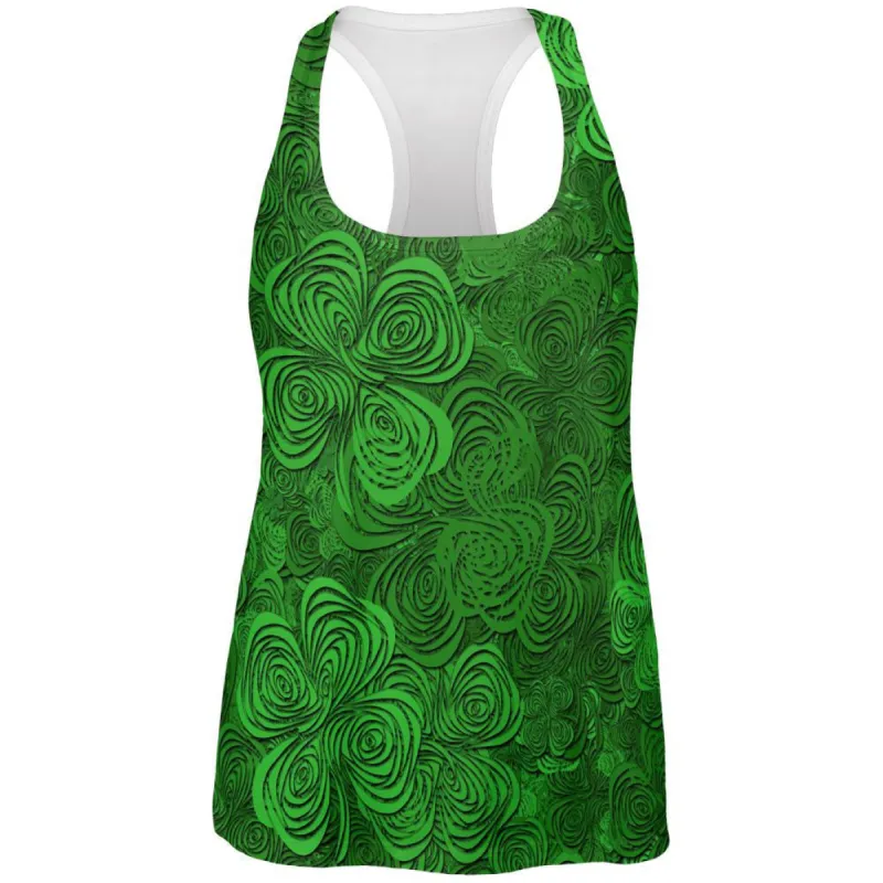 St Patricks Hypnotic Shamrocks Clovers All Over Racerback Tank Top sold by Old Glory