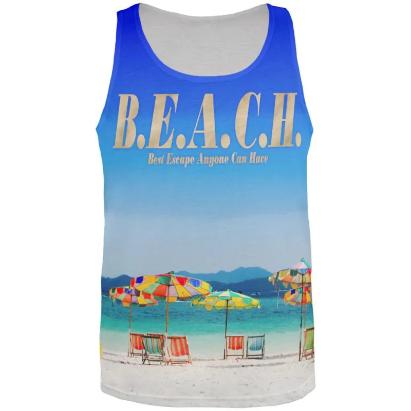 BEACH Best Escape Ever All Over Adult Tank Top sold by Old Glory