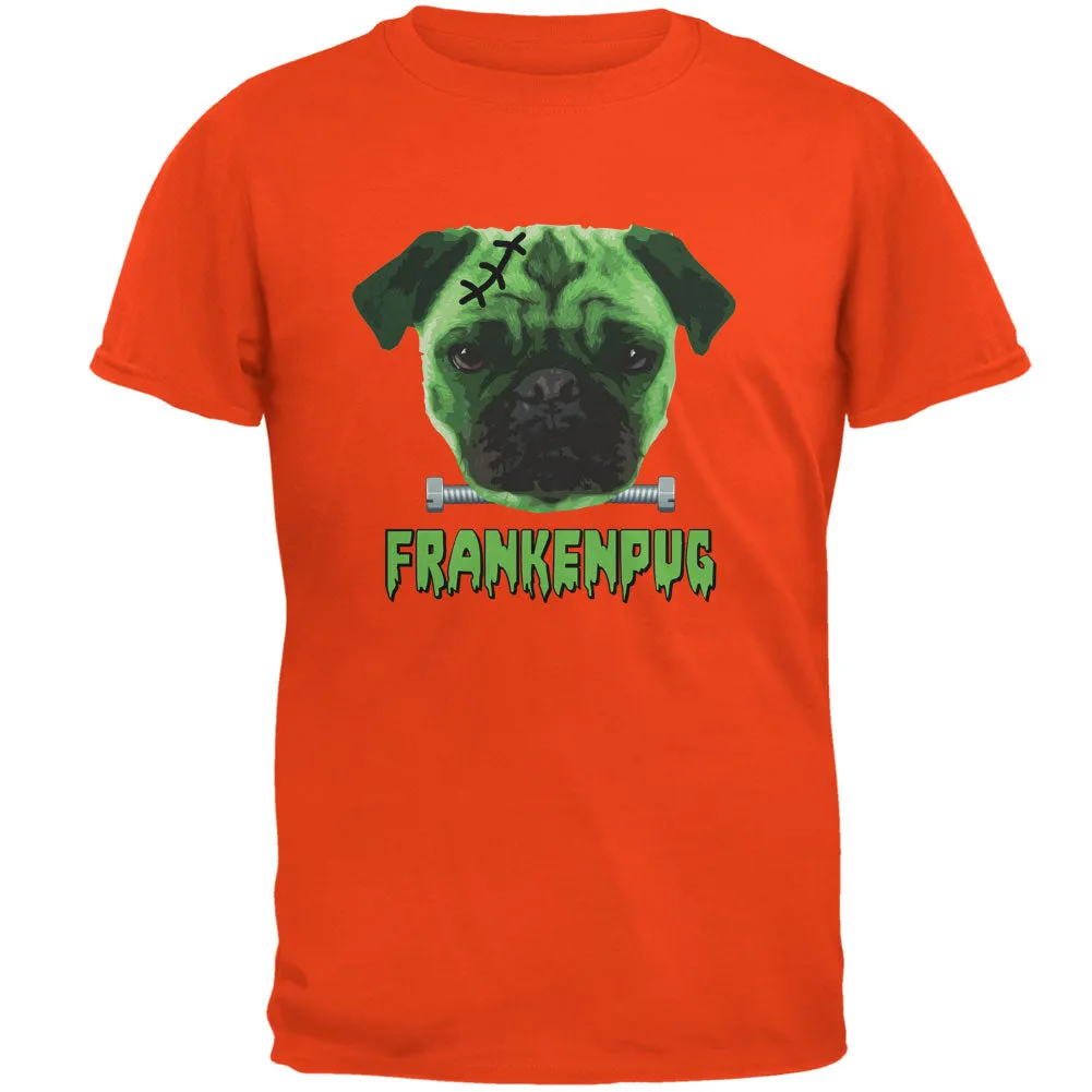 Halloween Franken Pug Dog Orange Adult T-Shirt sold by Old Glory