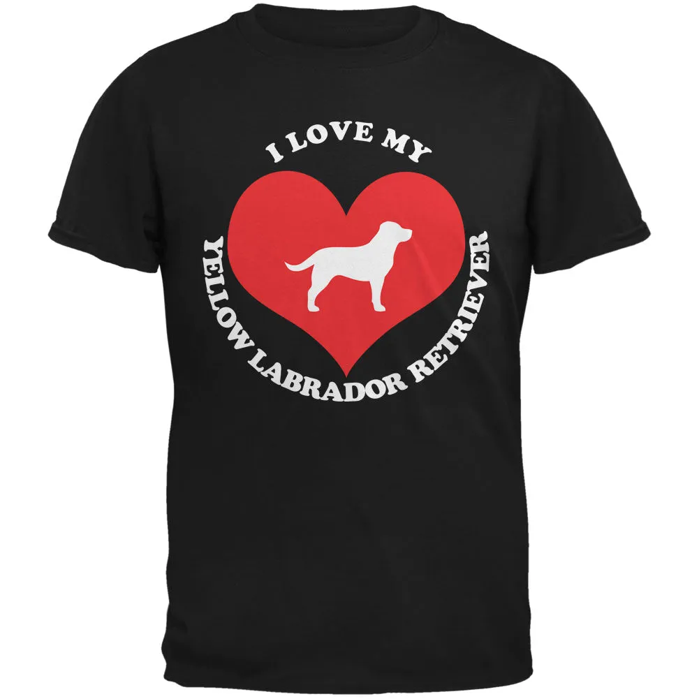 Valentines I Love My Yellow Lab Black Adult T-Shirt sold by Old Glory