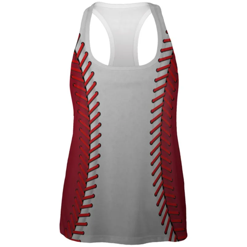 Baseball League White and Red All Over Womens Work Out Tank Top sold by Old Glory