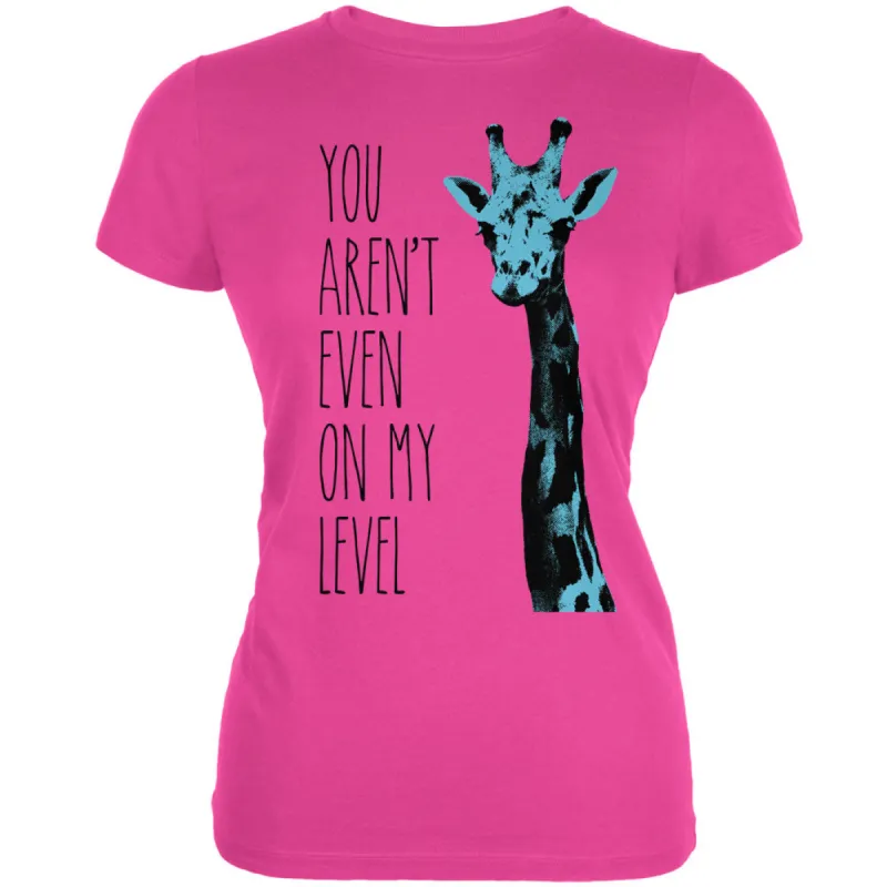 Giraffe On My Level Pop Art Hot Pink Juniors Soft T-Shirt sold by Old Glory