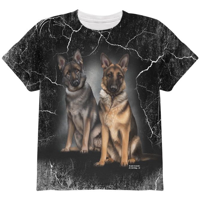 German Shepherds Live Forever All Over Youth T Shirt sold by Old Glory