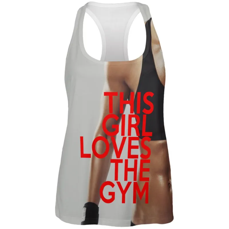 This Girl Loves The Gym All Over Womens Racerback Tank Top sold by Old Glory