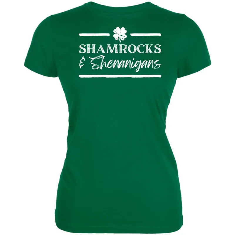 St Patricks Day Shamrock and Shenanigans Juniors Soft T Shirt sold by Old Glory