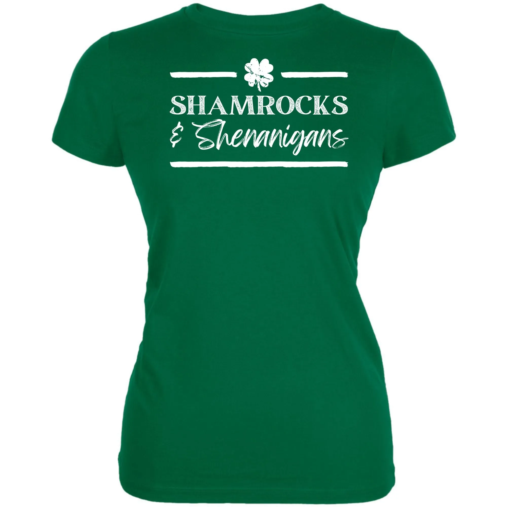 St Patricks Day Shamrock and Shenanigans Juniors Soft T Shirt sold by Old Glory