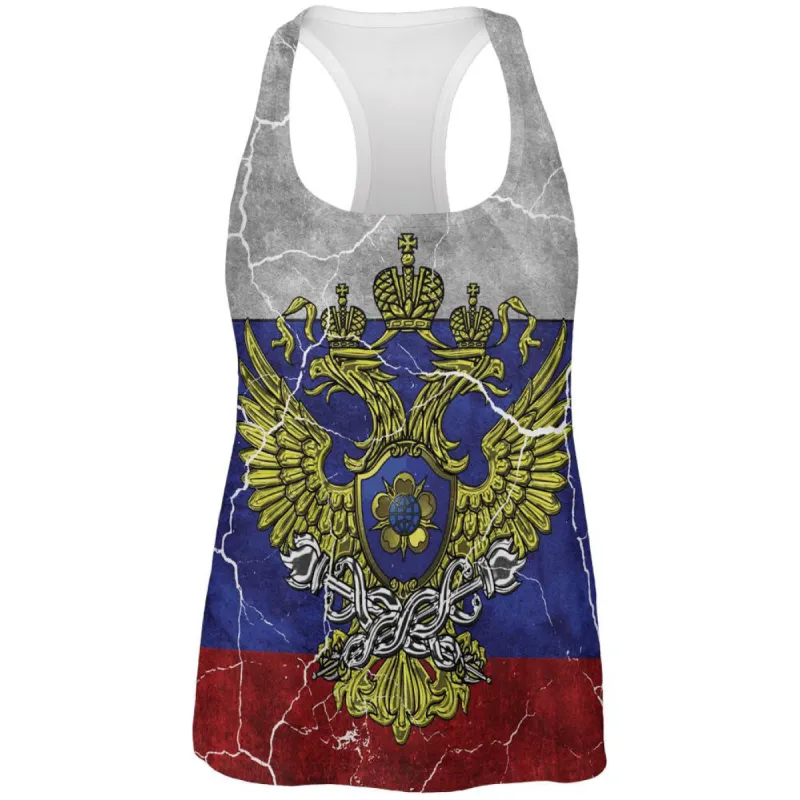 Distressed Russian Imperial Flag All Over Womens Work Out Tank Top sold by Old Glory