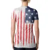 4th of July Distressed Brushed American Flag Juniors Burnout V-Neck T-Shirt sold by Old Glory