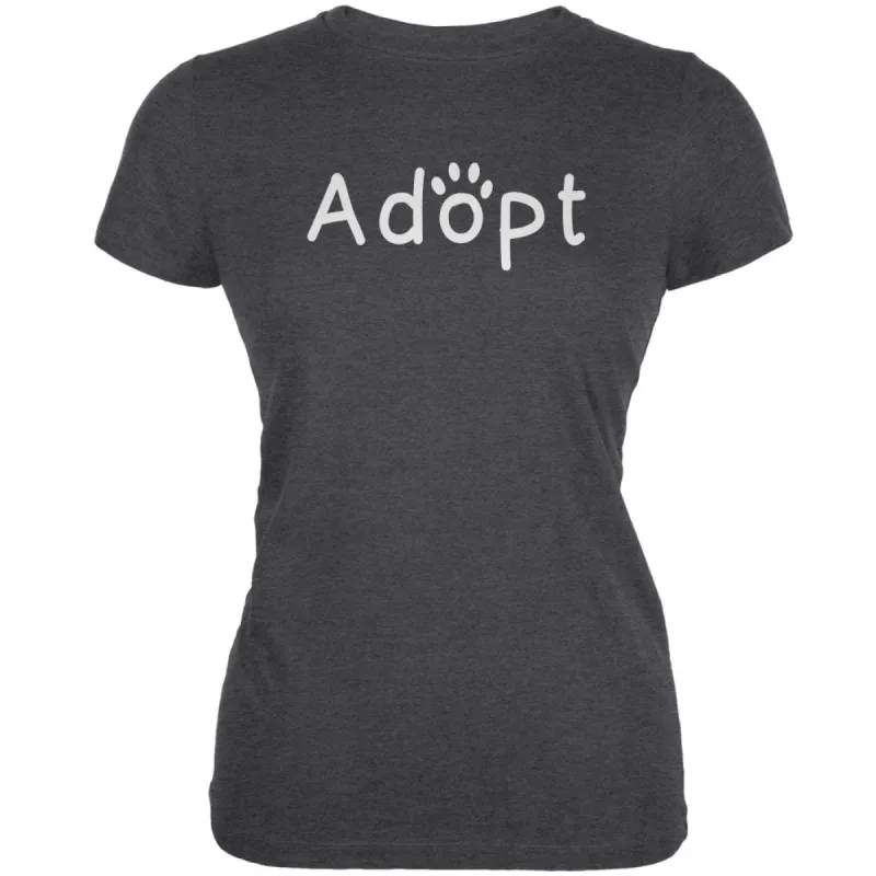 Adopt Cat Dog Paw Dark Heather Juniors Soft T-Shirt sold by Old Glory