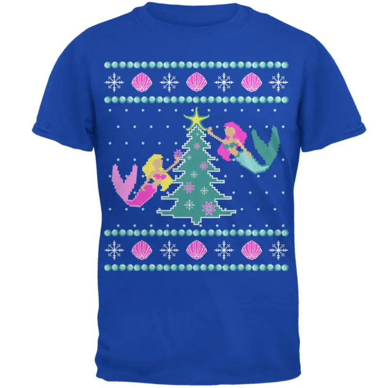 Mermaid Tree Ugly Christmas Sweater Mens Soft T Shirt sold by Old Glory