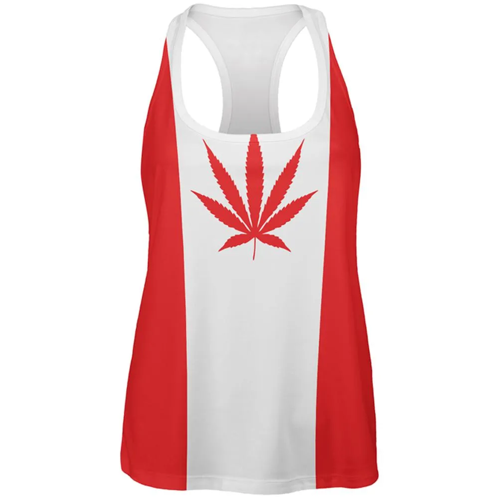 Canada Flag Pot Leaf Marijuana All Over Womens Work Out Tank Top sold by Old Glory
