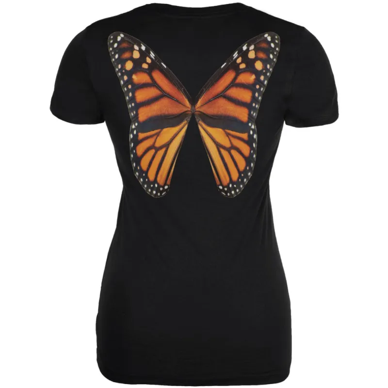 Monarch Butterfly Wings Costume Black Juniors Soft T-Shirt sold by Old Glory