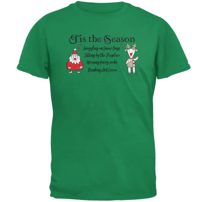 Tis the Season Fireplace Fuzzy Socks Hot Cocoa Mens T Shirt sold by Old Glory