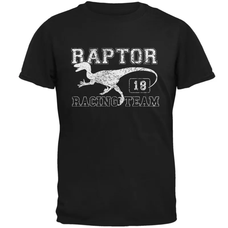 Dinosaur Velociraptor Raptor Racing Mens Soft T Shirt sold by Old Glory