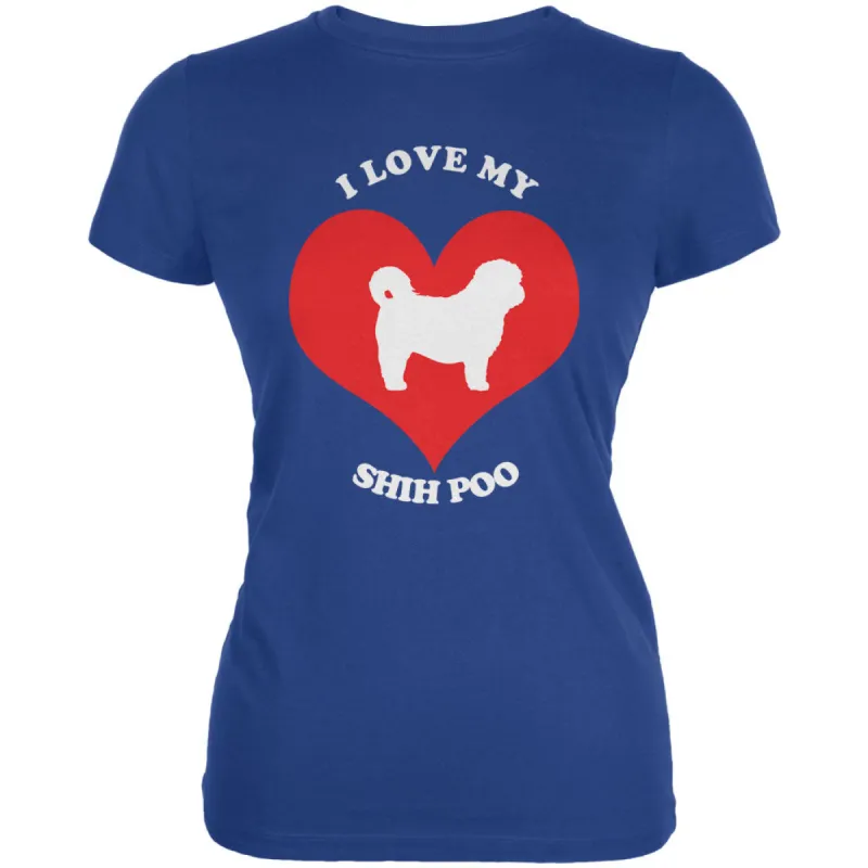 Valentines I Love My Shih Poo Royal Juniors Soft T-Shirt sold by Old Glory