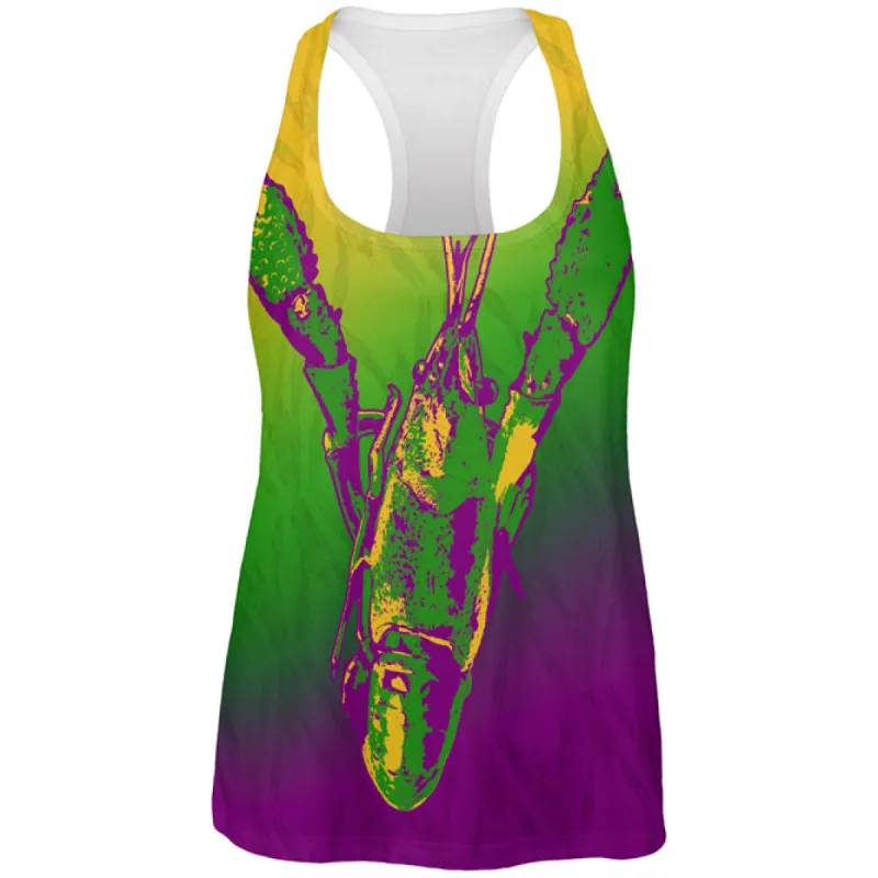 Mardi Gras Cajun Crawfish All Over Womens Work Out Tank Top sold by Old Glory