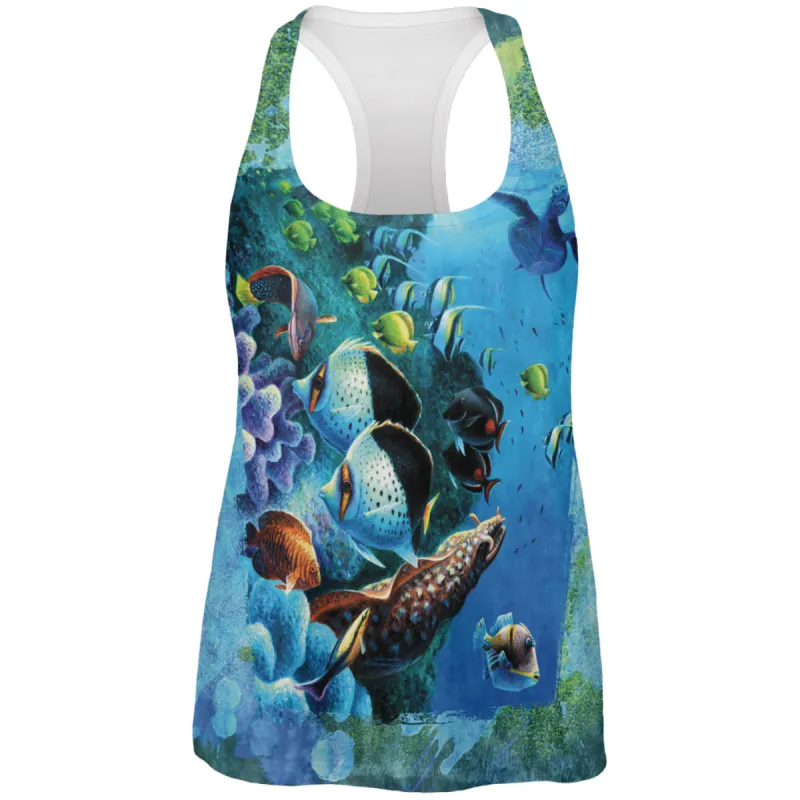 Tropical Reef Splatter All Over Womens Work Out Tank Top sold by Old Glory