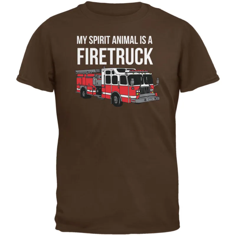 Spirit Animal Firetruck Brown Adult T-Shirt sold by Old Glory