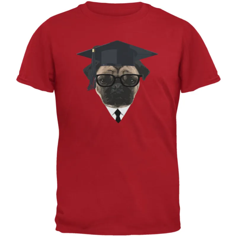Graduation - Graduate Pug Funny Red Adult T-Shirt sold by Old Glory