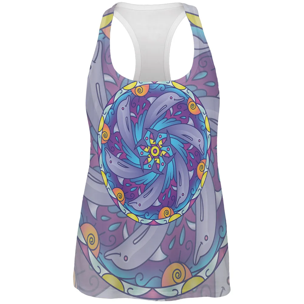 Mandala Trippy Stained Glass Dolphins All Over Womens Work Out Tank Top sold by Old Glory