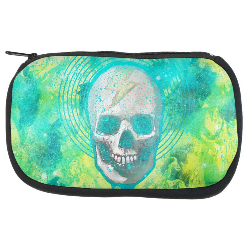 Halloween Lightning Bolt Skull Distressed Plasma Makeup Bag sold by Old Glory