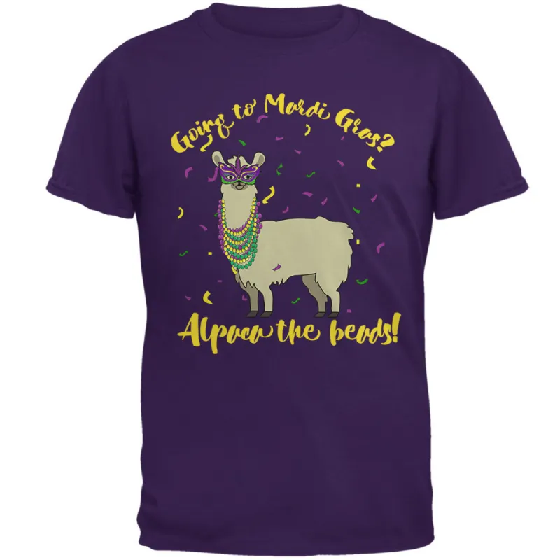Mardi Gras Alpaca Funny Pun Mens T Shirt sold by Old Glory