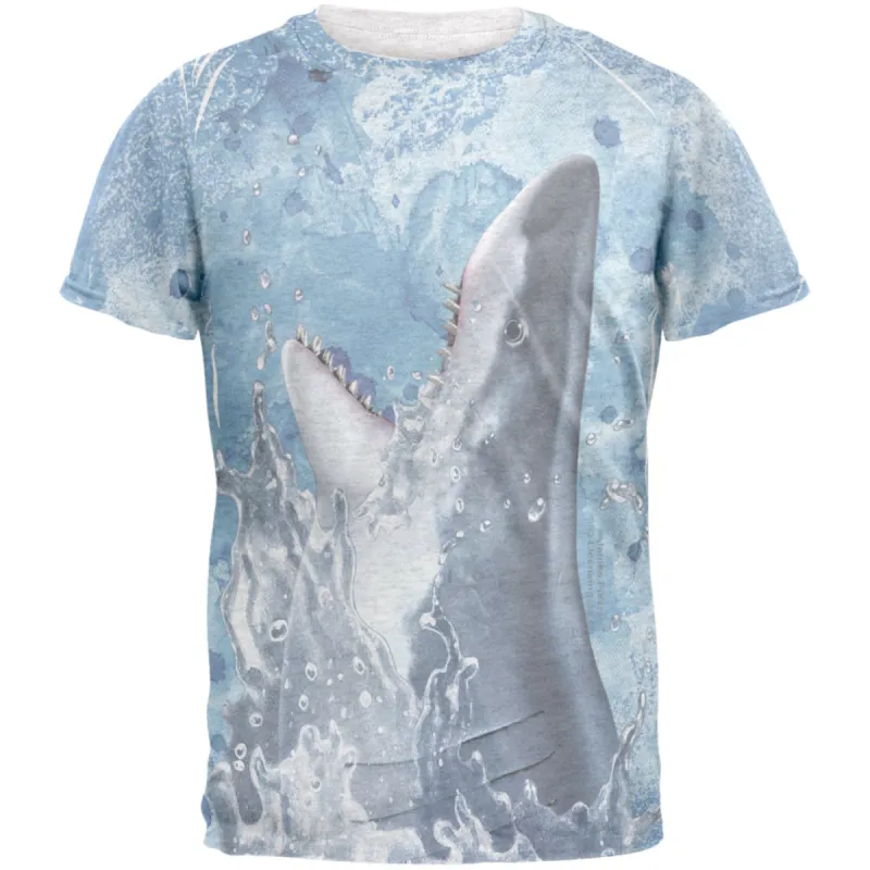 Hungry Great White Shark Breaching Mens T Shirt sold by Old Glory