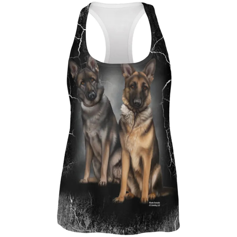 German Shepherds Live Forever All Over Womens Work Out Tank Top sold by Old Glory