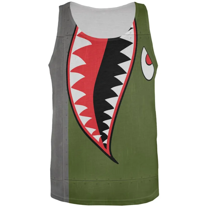 Halloween WWII Flying Tiger Fighter Shark Nose Art All Over Mens Tank Top sold by Old Glory